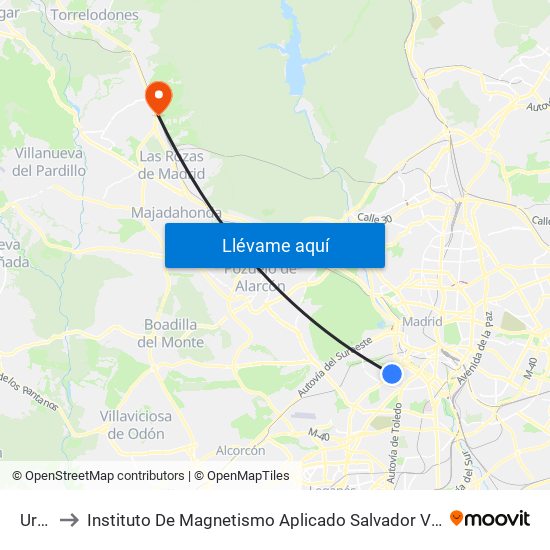 Urgel to Instituto De Magnetismo Aplicado Salvador Velayos (Ucm) map