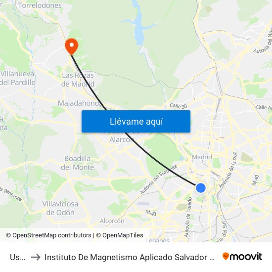 Usera to Instituto De Magnetismo Aplicado Salvador Velayos (Ucm) map