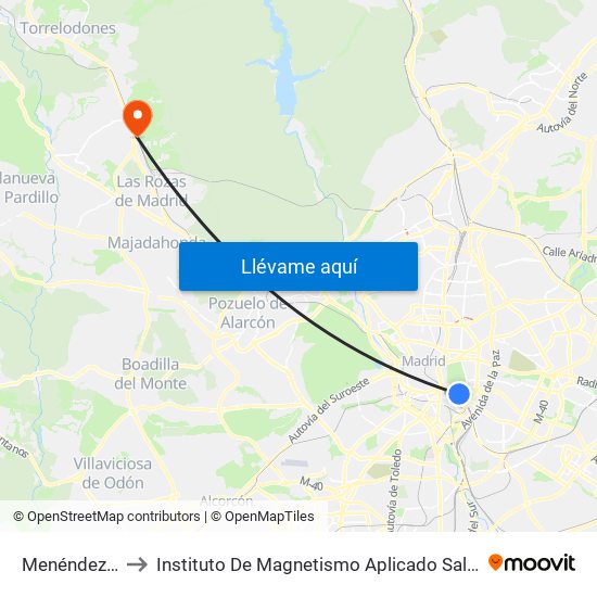 Menéndez Pelayo to Instituto De Magnetismo Aplicado Salvador Velayos (Ucm) map