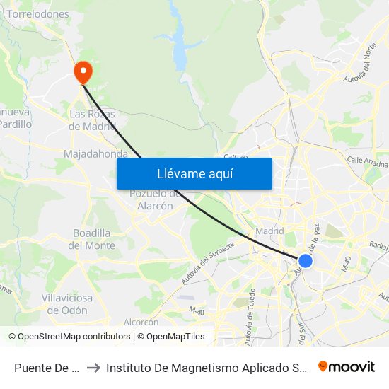 Puente De Vallecas to Instituto De Magnetismo Aplicado Salvador Velayos (Ucm) map