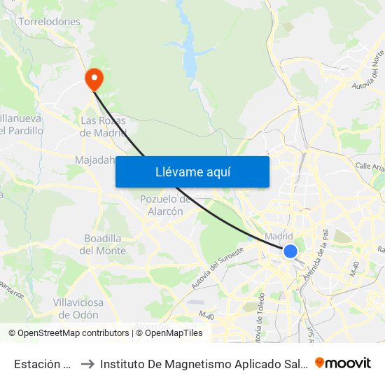 Estación Del Arte to Instituto De Magnetismo Aplicado Salvador Velayos (Ucm) map