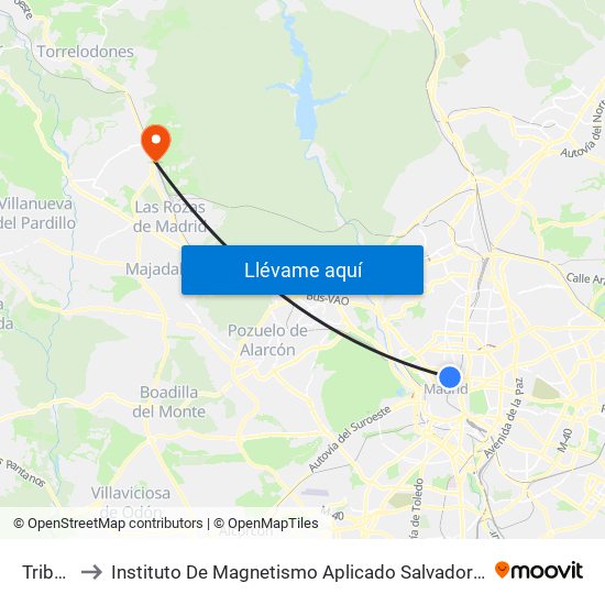 Tribunal to Instituto De Magnetismo Aplicado Salvador Velayos (Ucm) map