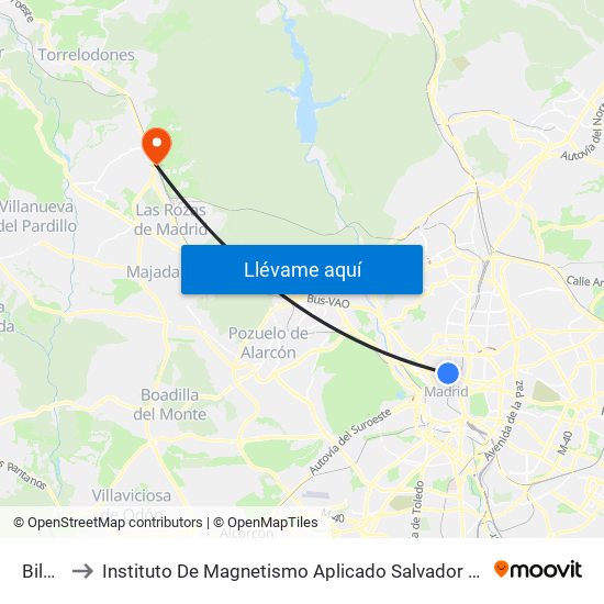 Bilbao to Instituto De Magnetismo Aplicado Salvador Velayos (Ucm) map