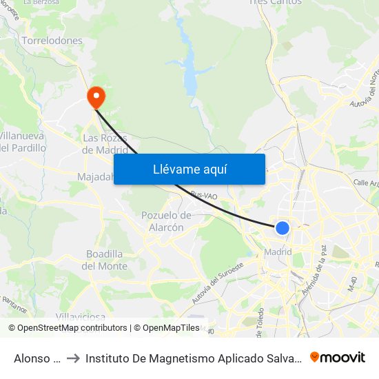 Alonso Cano to Instituto De Magnetismo Aplicado Salvador Velayos (Ucm) map