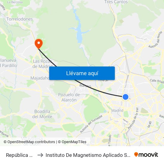 República Argentina to Instituto De Magnetismo Aplicado Salvador Velayos (Ucm) map