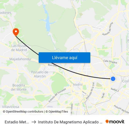 Estadio Metropolitano to Instituto De Magnetismo Aplicado Salvador Velayos (Ucm) map