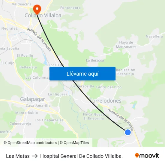 Las Matas to Hospital General De Collado Villalba. map