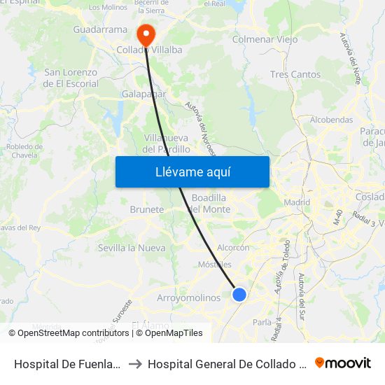 Hospital De Fuenlabrada to Hospital General De Collado Villalba. map