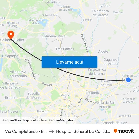 Vía Complutense - Brihuega to Hospital General De Collado Villalba. map