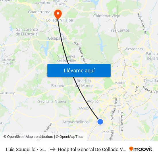 Luis Sauquillo - Grecia to Hospital General De Collado Villalba. map
