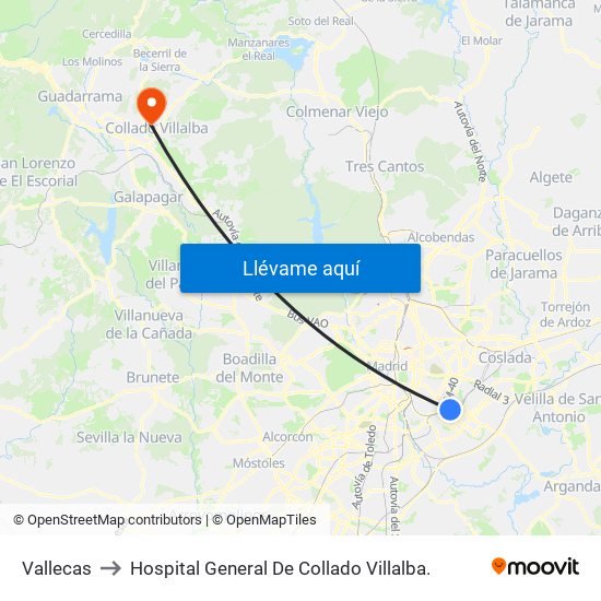 Vallecas to Hospital General De Collado Villalba. map