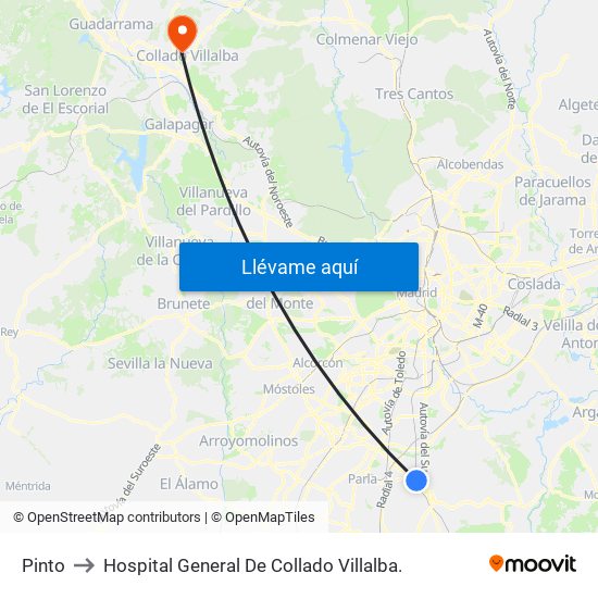 Pinto to Hospital General De Collado Villalba. map