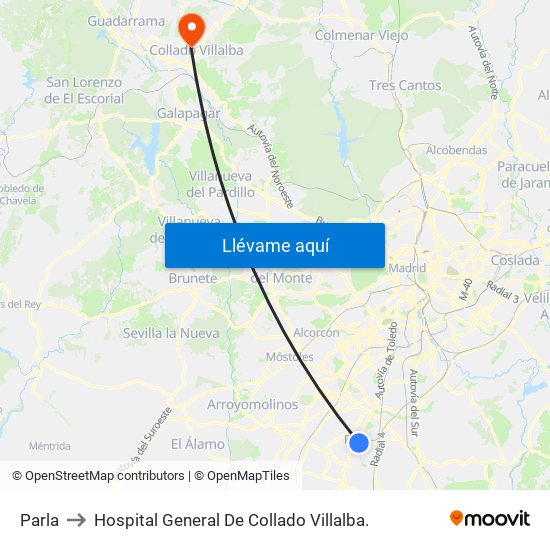 Parla to Hospital General De Collado Villalba. map
