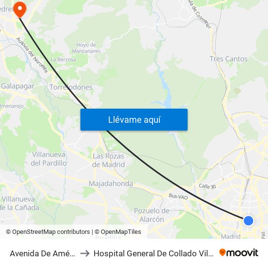 Avenida De América to Hospital General De Collado Villalba. map