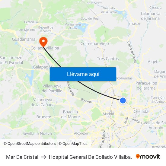 Mar De Cristal to Hospital General De Collado Villalba. map