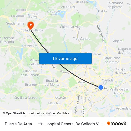 Puerta De Arganda to Hospital General De Collado Villalba. map