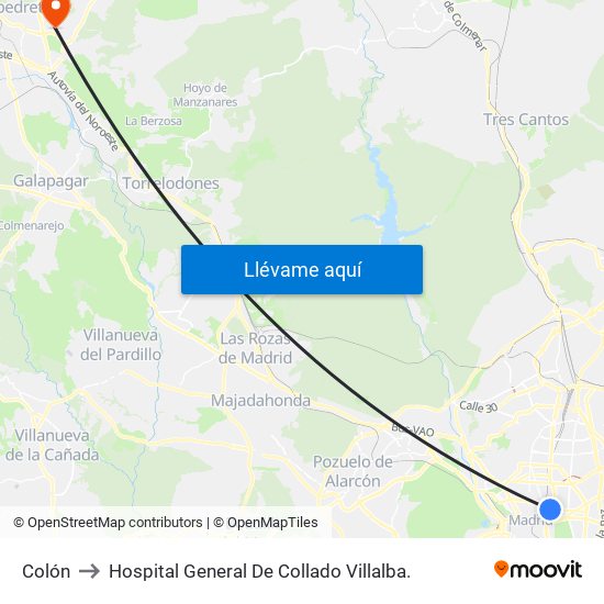Colón to Hospital General De Collado Villalba. map