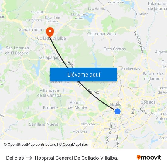 Delicias to Hospital General De Collado Villalba. map