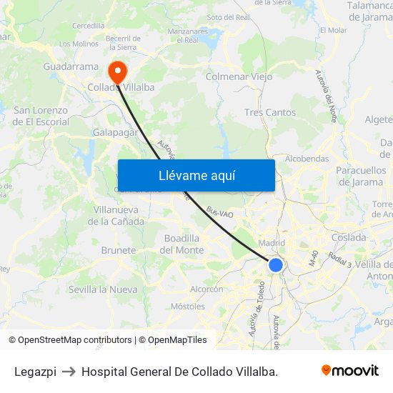 Legazpi to Hospital General De Collado Villalba. map