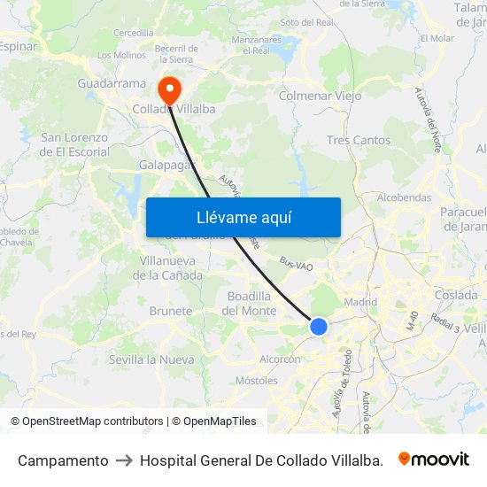 Campamento to Hospital General De Collado Villalba. map
