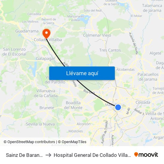 Sainz De Baranda to Hospital General De Collado Villalba. map
