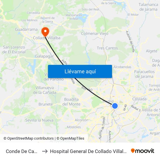 Conde De Casal to Hospital General De Collado Villalba. map