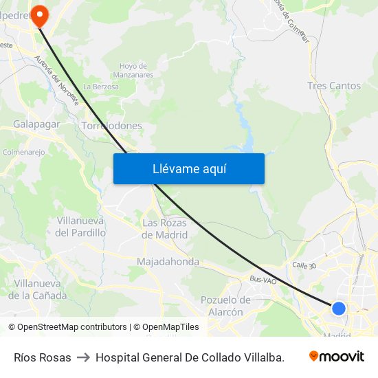 Ríos Rosas to Hospital General De Collado Villalba. map
