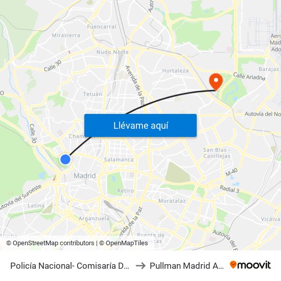 Policía Nacional- Comisaría De Moncloa-Aravaca. to Pullman Madrid Airport & Feria map