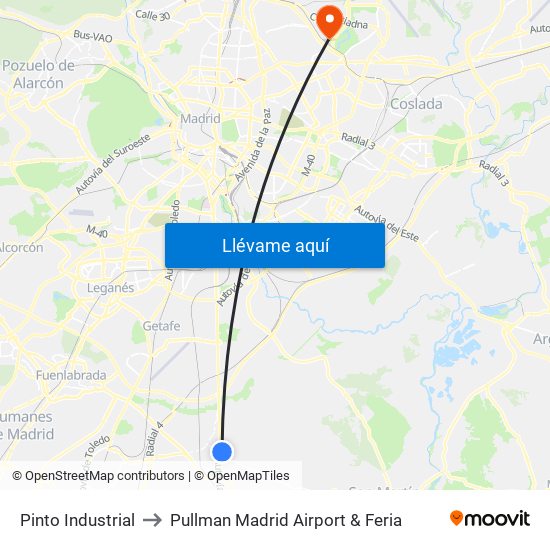 Pinto Industrial to Pullman Madrid Airport & Feria map