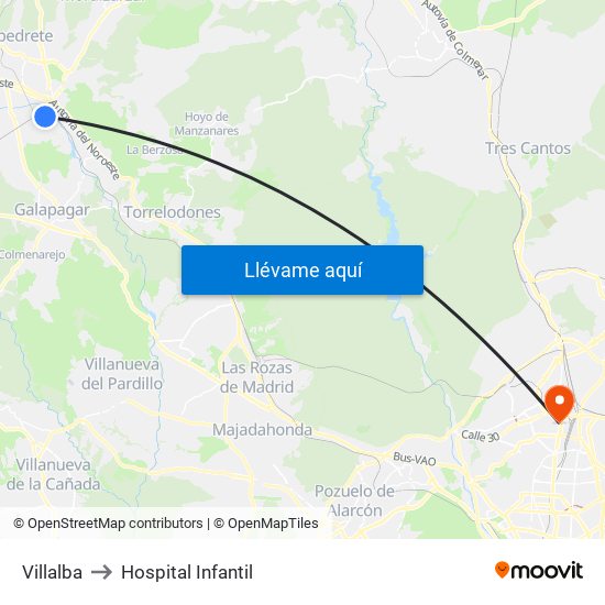 Villalba to Hospital Infantil map
