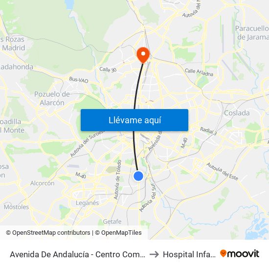 Avenida De Andalucía - Centro Comercial to Hospital Infantil map