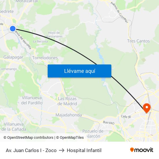 Av. Juan Carlos I - Zoco to Hospital Infantil map