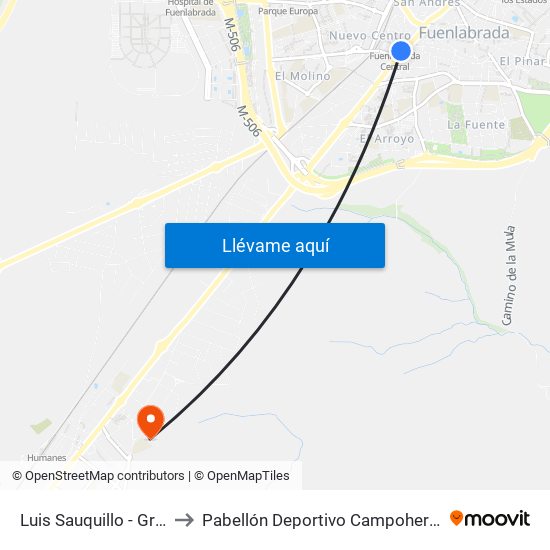 Luis Sauquillo - Grecia to Pabellón Deportivo Campohermoso map