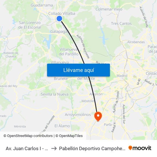 Av. Juan Carlos I - Zoco to Pabellón Deportivo Campohermoso map