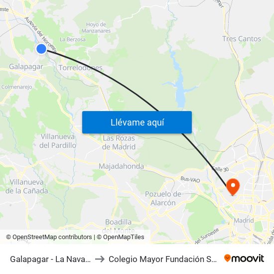 Galapagar - La Navata to Colegio Mayor Fundación Sepi map