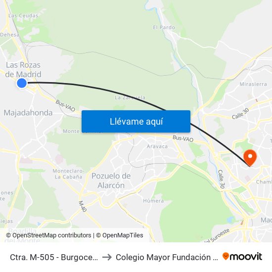 Ctra. M-505 - Burgocentro to Colegio Mayor Fundación Sepi map