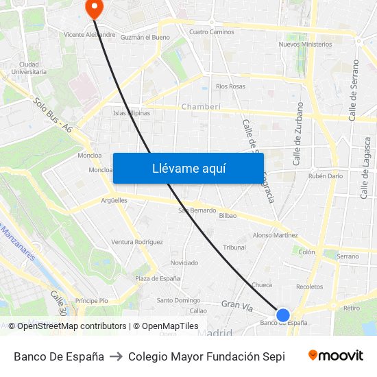 Banco De España to Colegio Mayor Fundación Sepi map