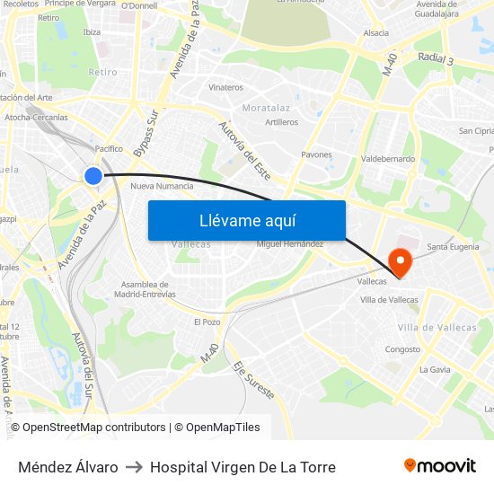 Méndez Álvaro to Hospital Virgen De La Torre map