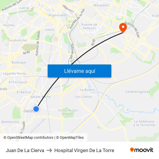 Juan De La Cierva to Hospital Virgen De La Torre map