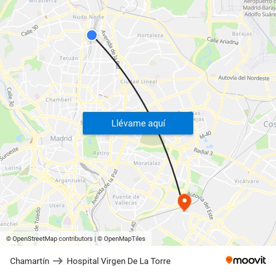 Chamartín to Hospital Virgen De La Torre map