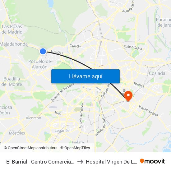 El Barrial - Centro Comercial Pozuelo to Hospital Virgen De La Torre map