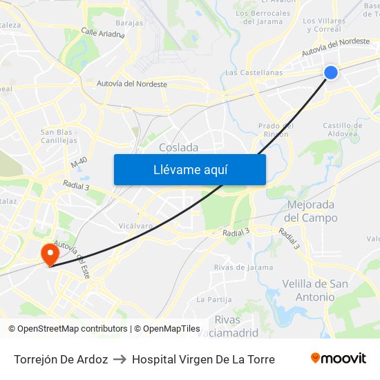 Torrejón De Ardoz to Hospital Virgen De La Torre map