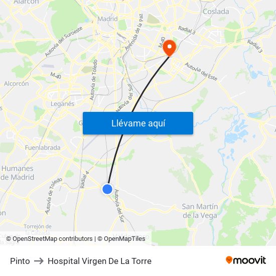 Pinto to Hospital Virgen De La Torre map