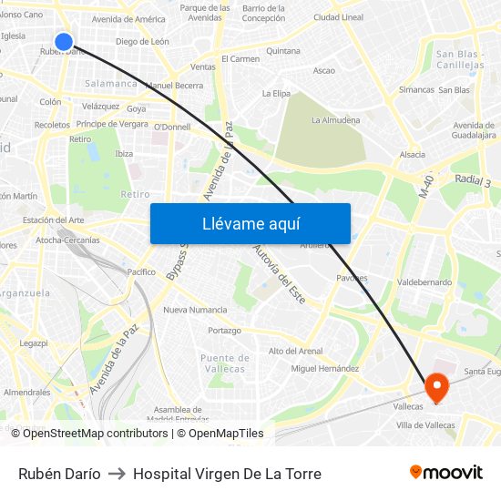 Rubén Darío to Hospital Virgen De La Torre map
