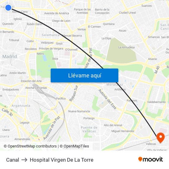 Canal to Hospital Virgen De La Torre map