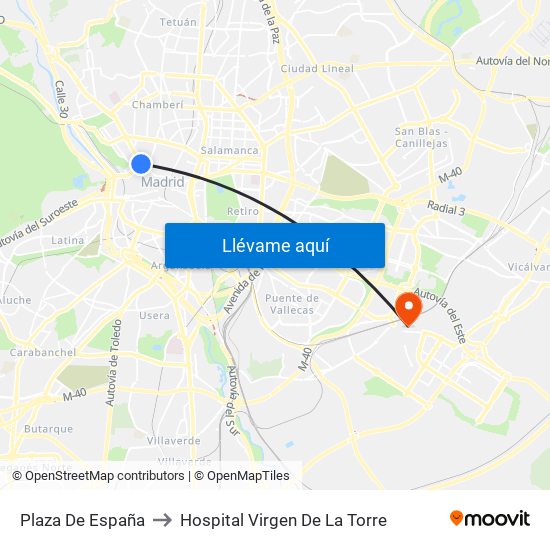 Plaza De España to Hospital Virgen De La Torre map
