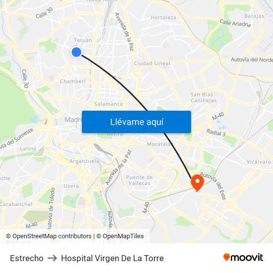 Estrecho to Hospital Virgen De La Torre map