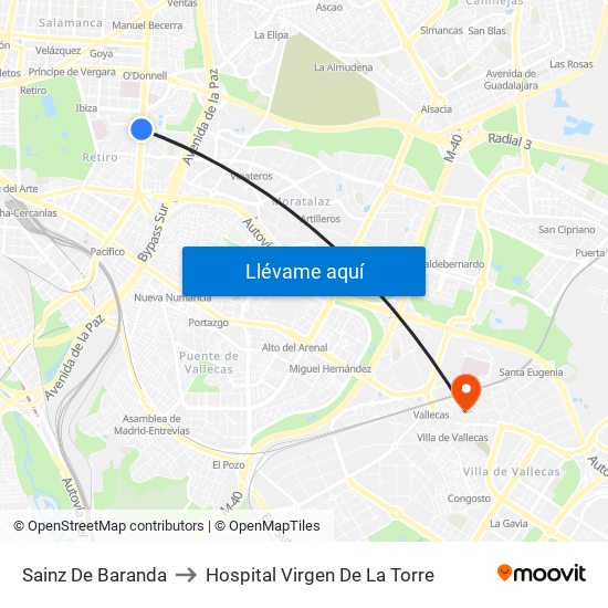 Sainz De Baranda to Hospital Virgen De La Torre map
