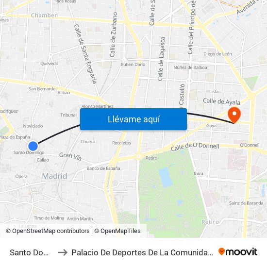Santo Domingo to Palacio De Deportes De La Comunidad De Madrid map