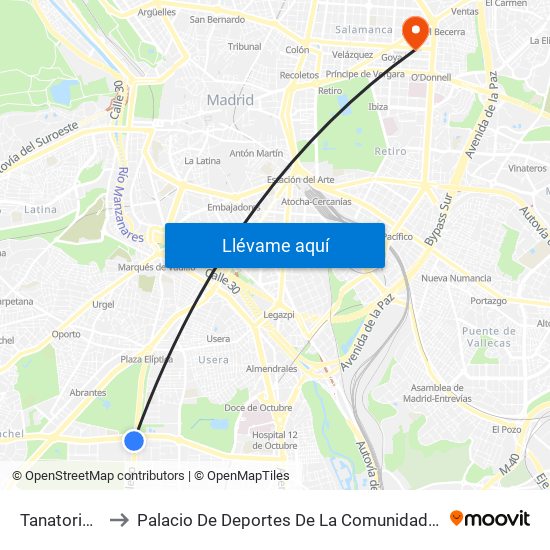 Tanatorio Sur to Palacio De Deportes De La Comunidad De Madrid map